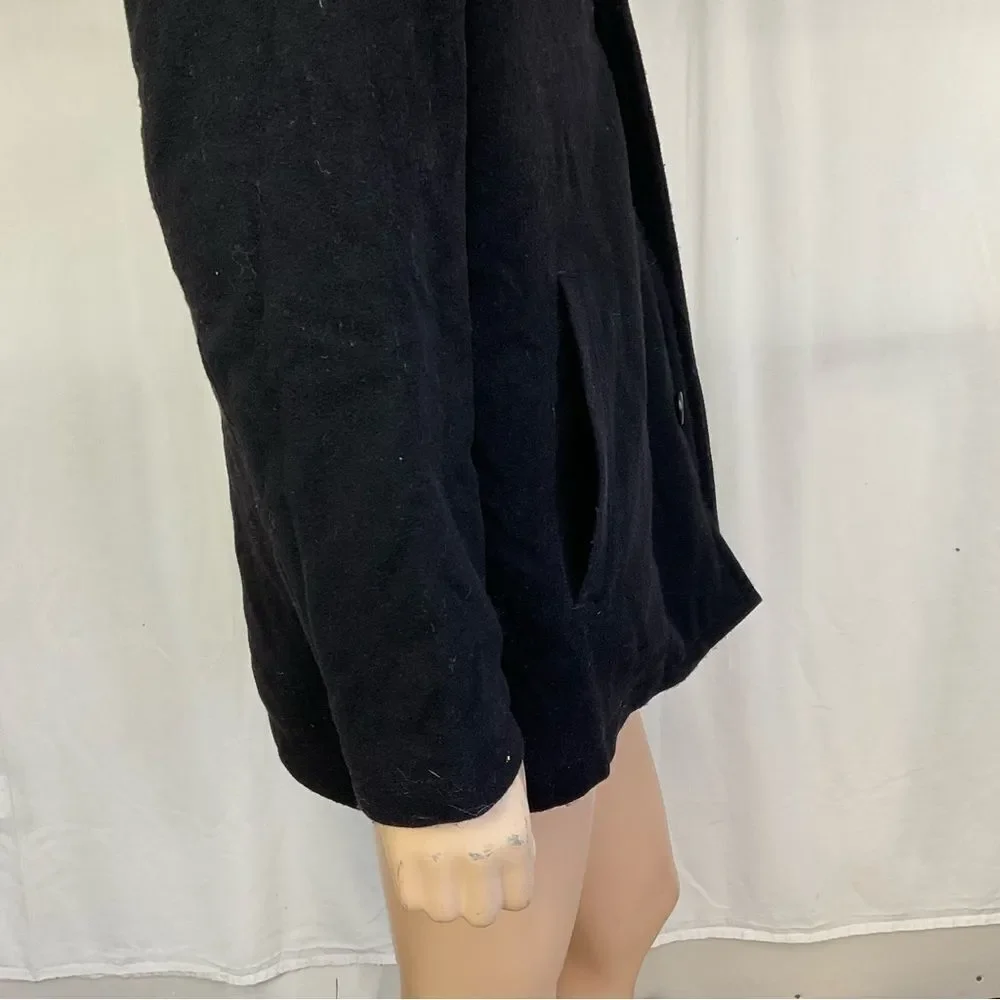 J.Crew Black Stretch Wool Felt Collared Button Up Blazer Jacket 50567 Size Small